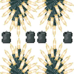4 Pack 50LED Christmas Tree Light 16FT Battery Operated Waterproof Holiday Decor